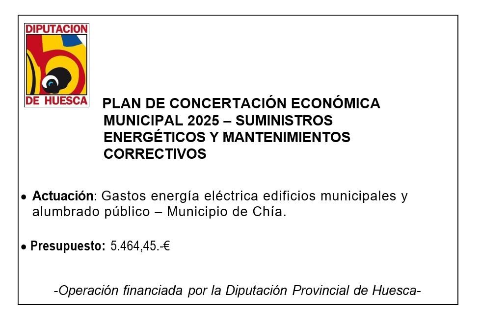 Imagen Subvenciones: Plan de Concertación Económica Municipal 2025 - Suministros energéticos y mantenimiento correctivo