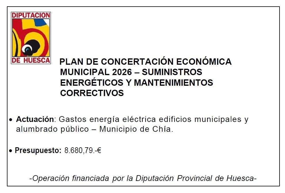 Imagen Subvenciones: Plan de Concertación Económica Municipal 2026 - Suministros energéticos y mantenimiento correctivo